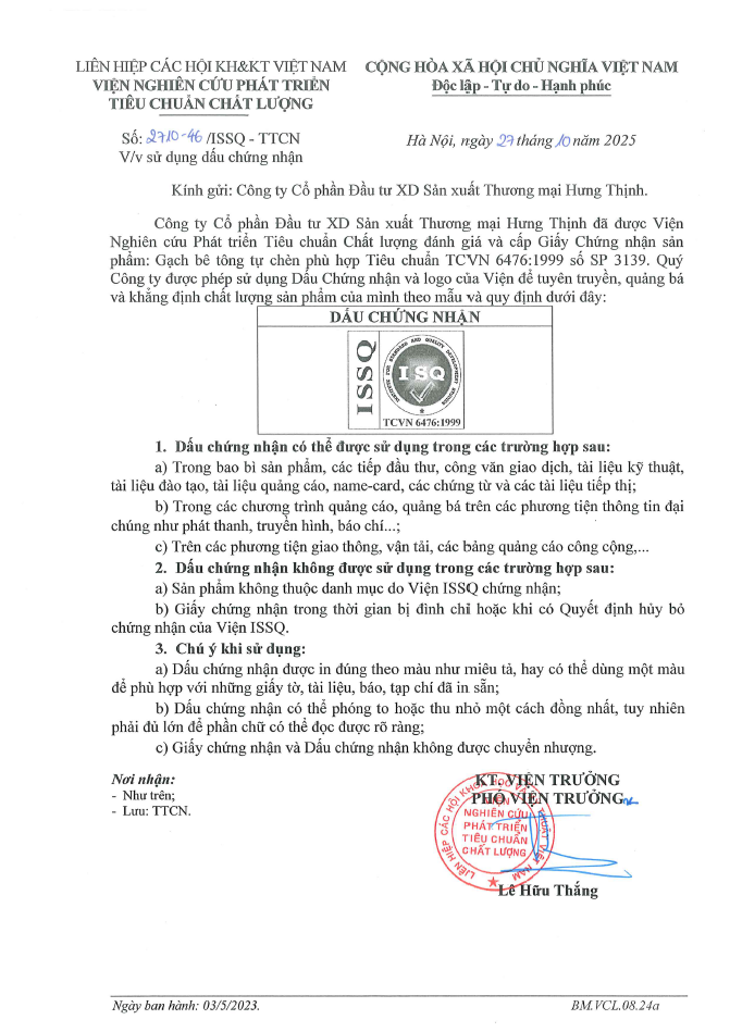 Sử dụng dấu hợp chuẩn TCVN 6476:1999
